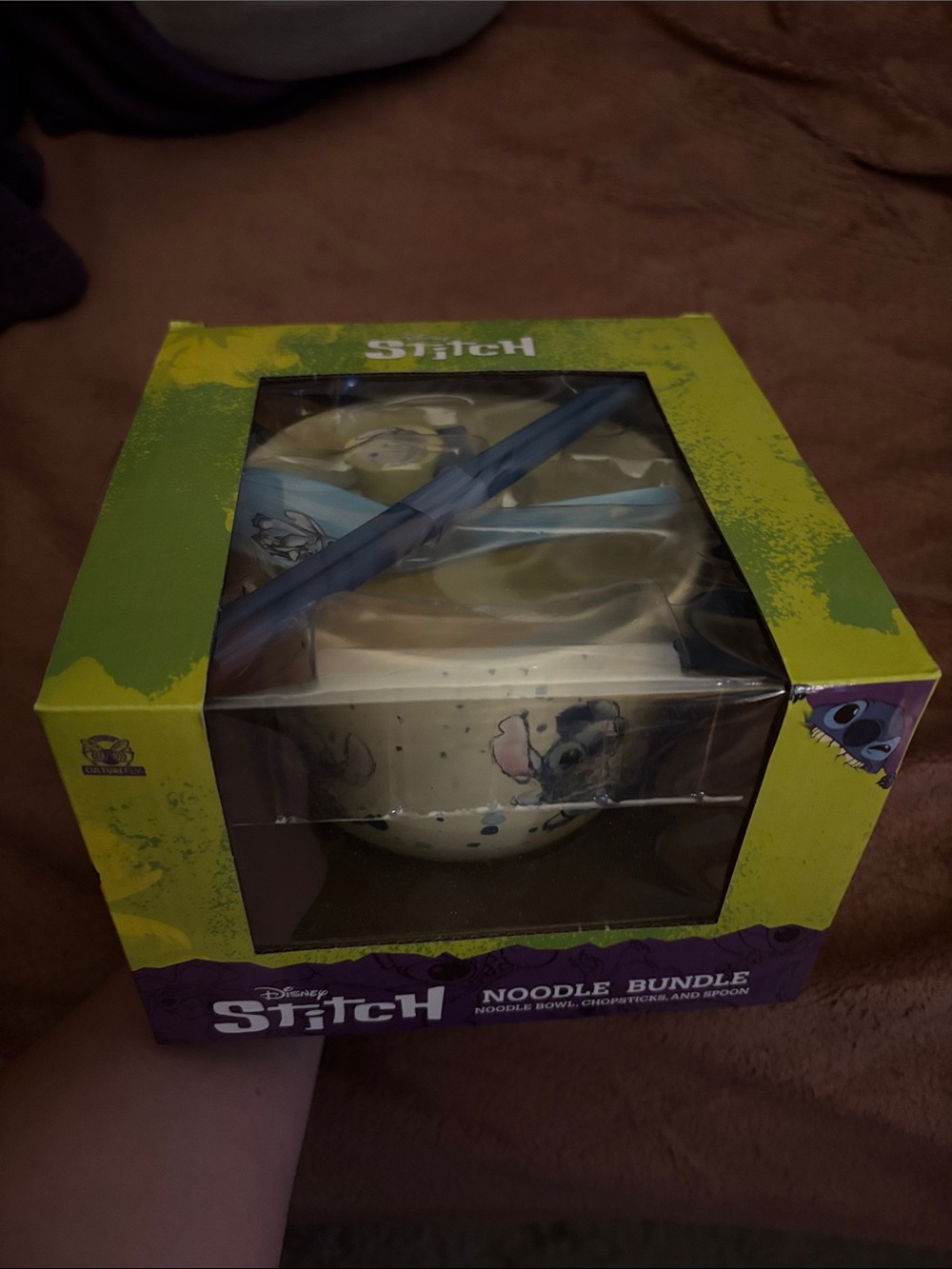 Disney Stitch Noodle Bundle - Yellow Bowl with Blue Utensils